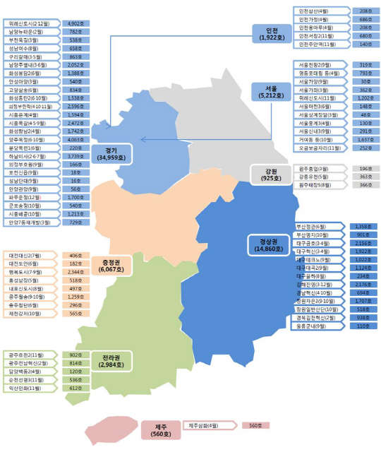 전국 공공건설 임대주택 모집지역  국토부 제공